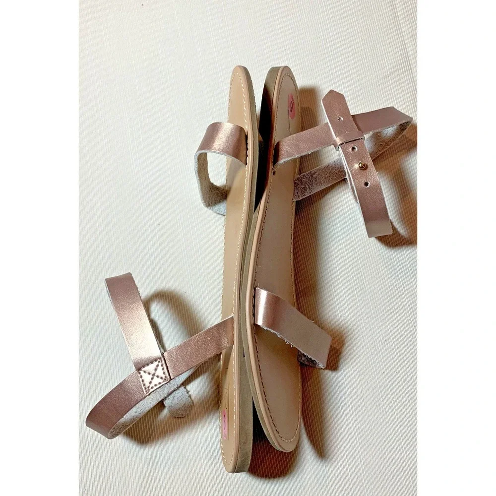 ANN TAYLOR LOFT Sandals/Flats with Ankle Strap Women's Size 9 US Pink Metallic